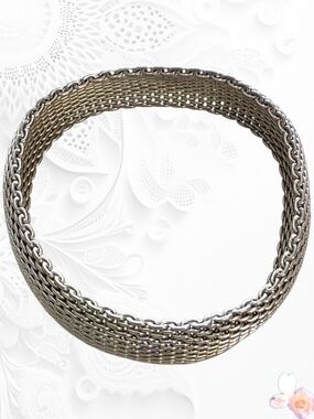 Sterling Silver Somerset Style Wide Mesh Bracelet Woven Estate Cuff